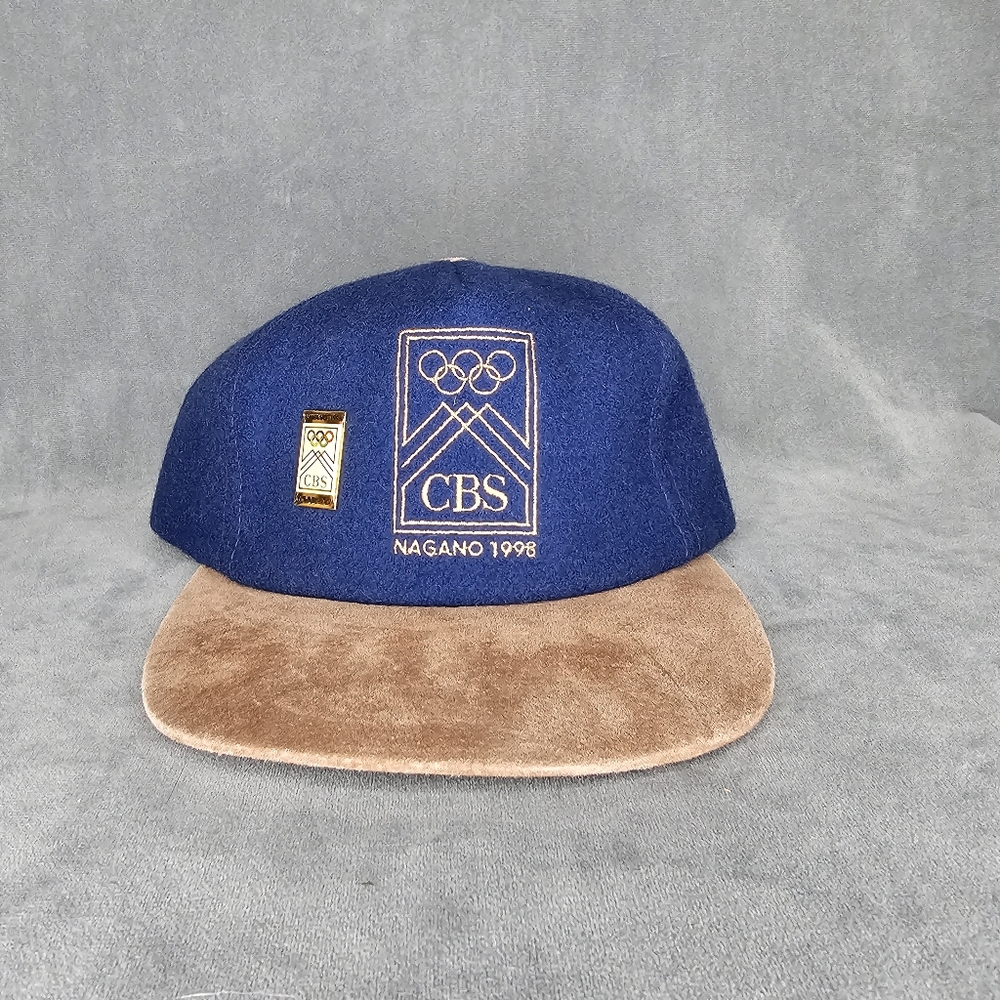 VTG Wool And Leather Hat 1998 Nagano Olympic Games CBS Sports Collectible Z